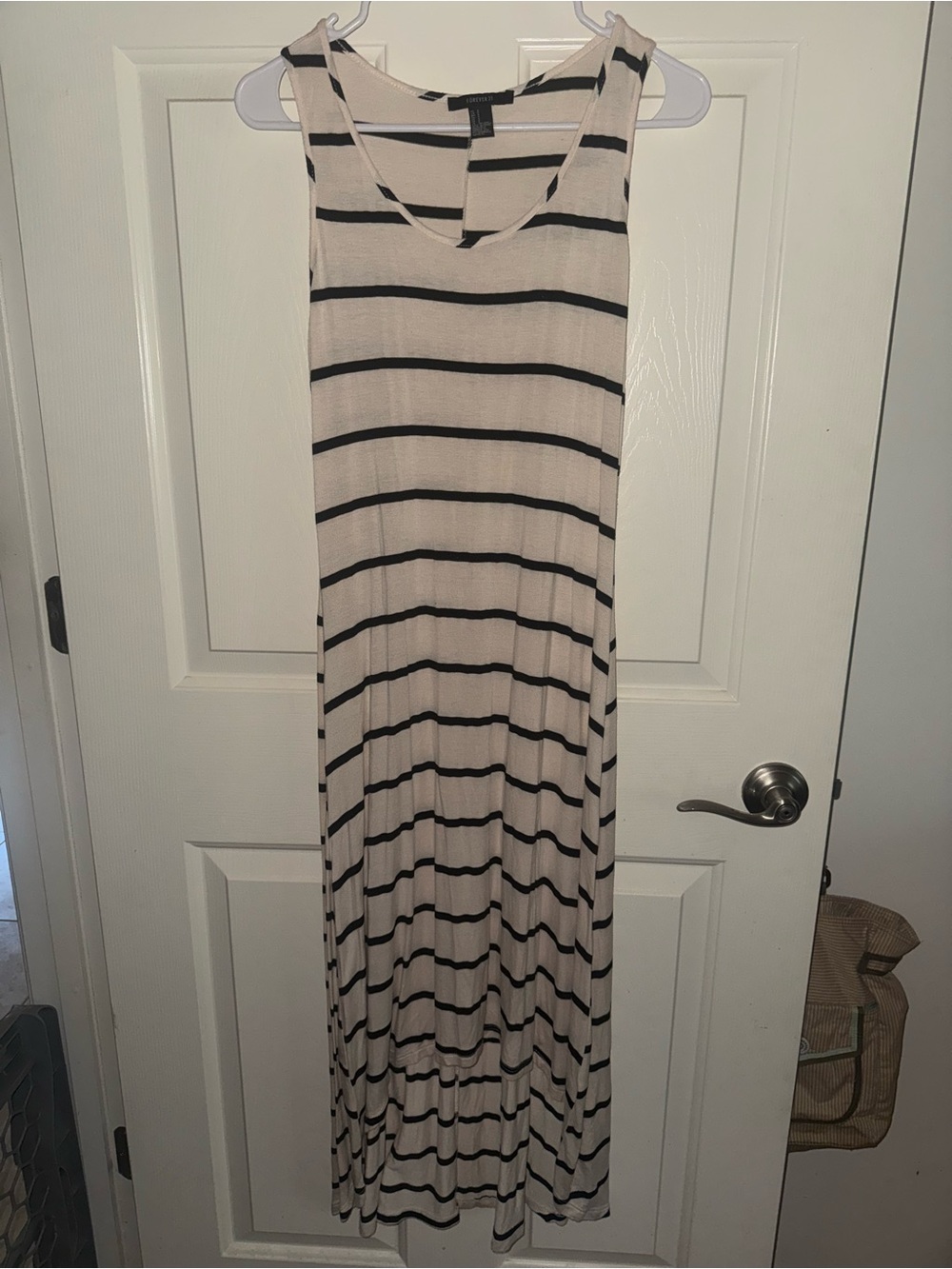 Forever 21 Black and Beige Striped High-Low Maxi Dress